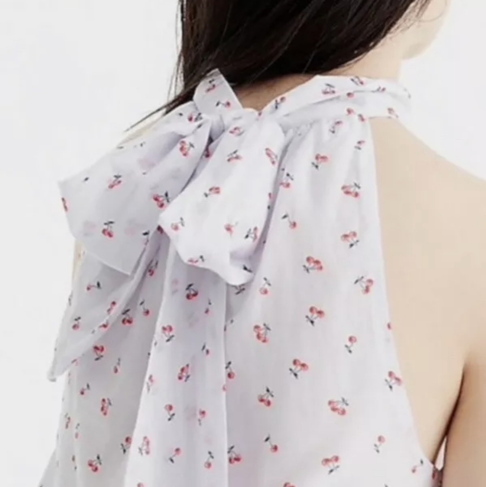 J. Crew tie-neck top in cherry print - Picture 4 of 9